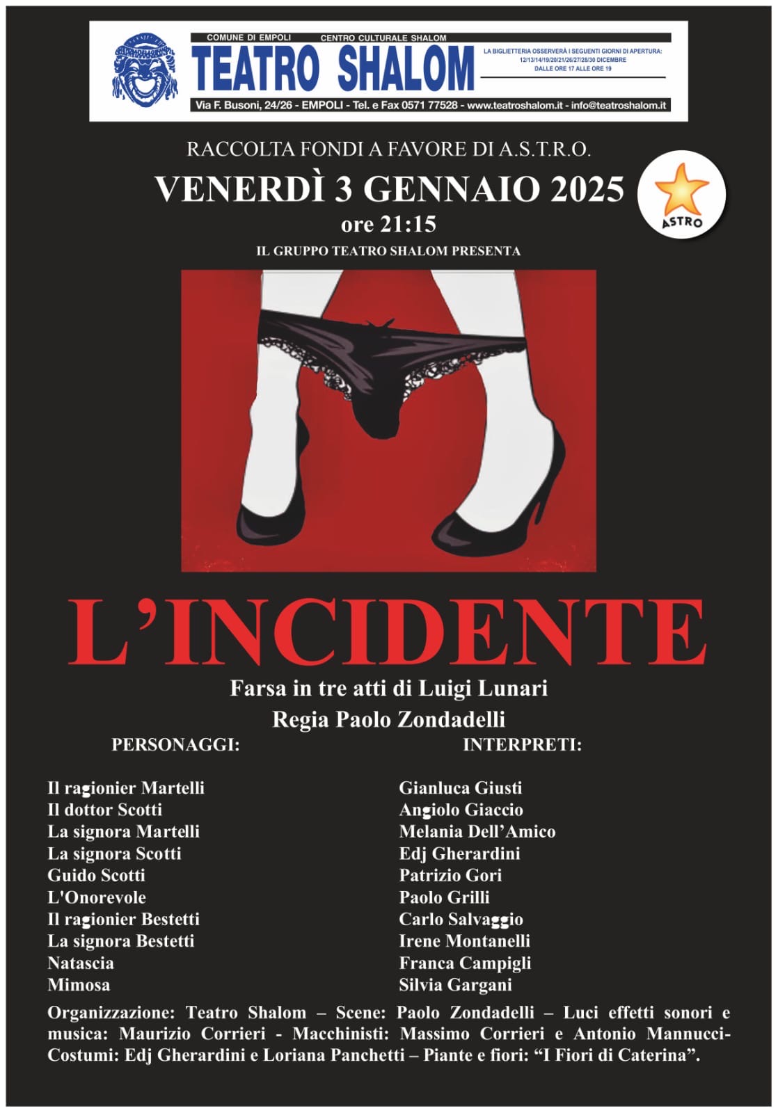 Teatro Shalom: Una serata di solidarietà con “L’incidente”