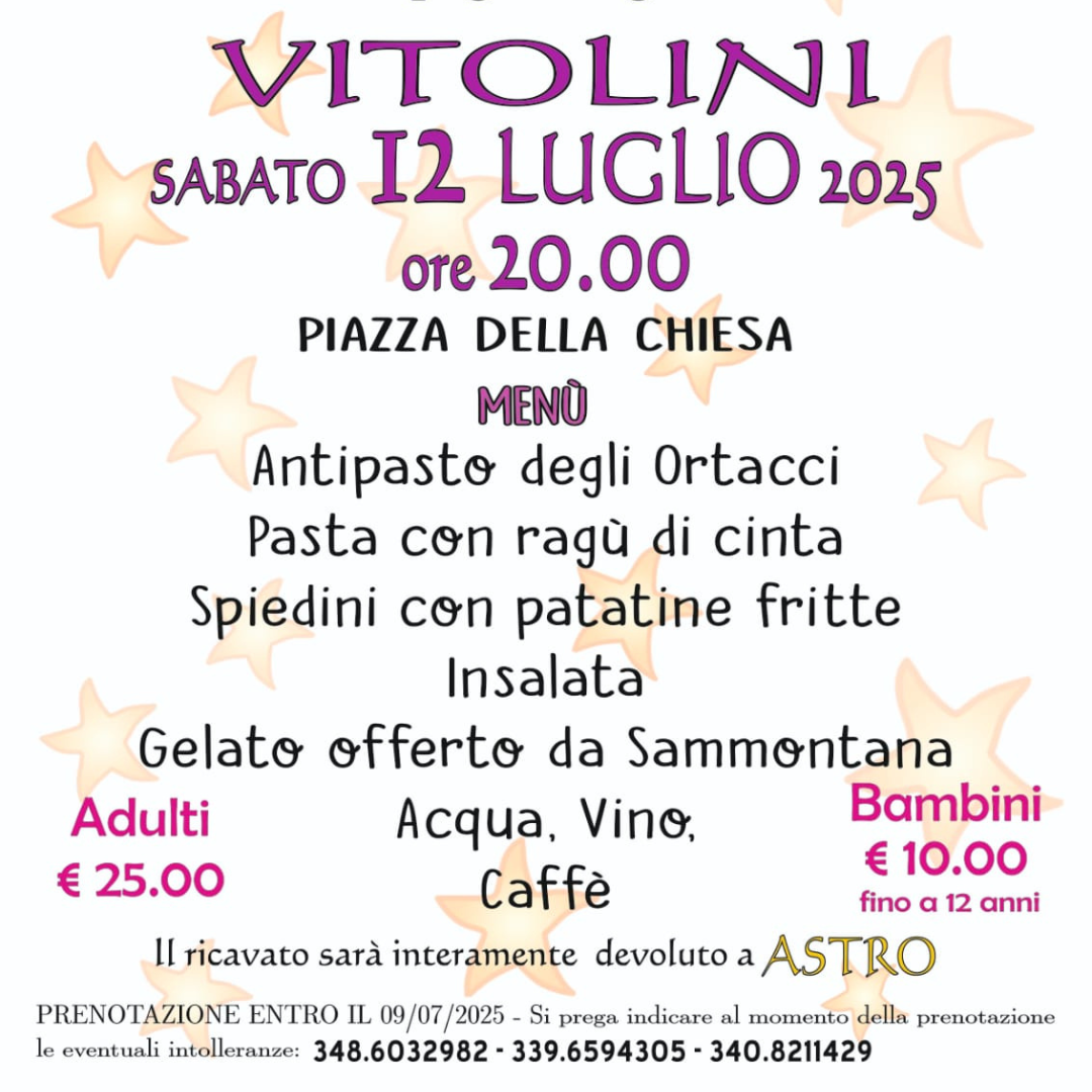 Cena sotto le stelle a Vitolini con ASTRO