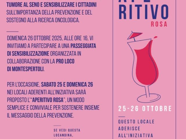 Montespertoli si tinge di rosa: torna l’Aperitivo Rosa per sostenere la prevenzione oncologica