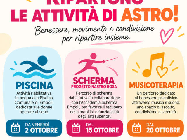 Ripartono le attività ASTRO: Piscina, Scherma e Musicoterapia