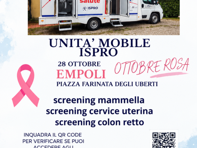 Ottobre Rosa 2026: a Empoli arriva l’unità mobile ISPRO per gli screening oncologici