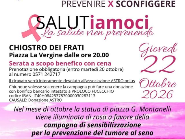 Ottobre Rosa a Fucecchio: il 22 ottobre una cena benefica a sostegno di ASTRO